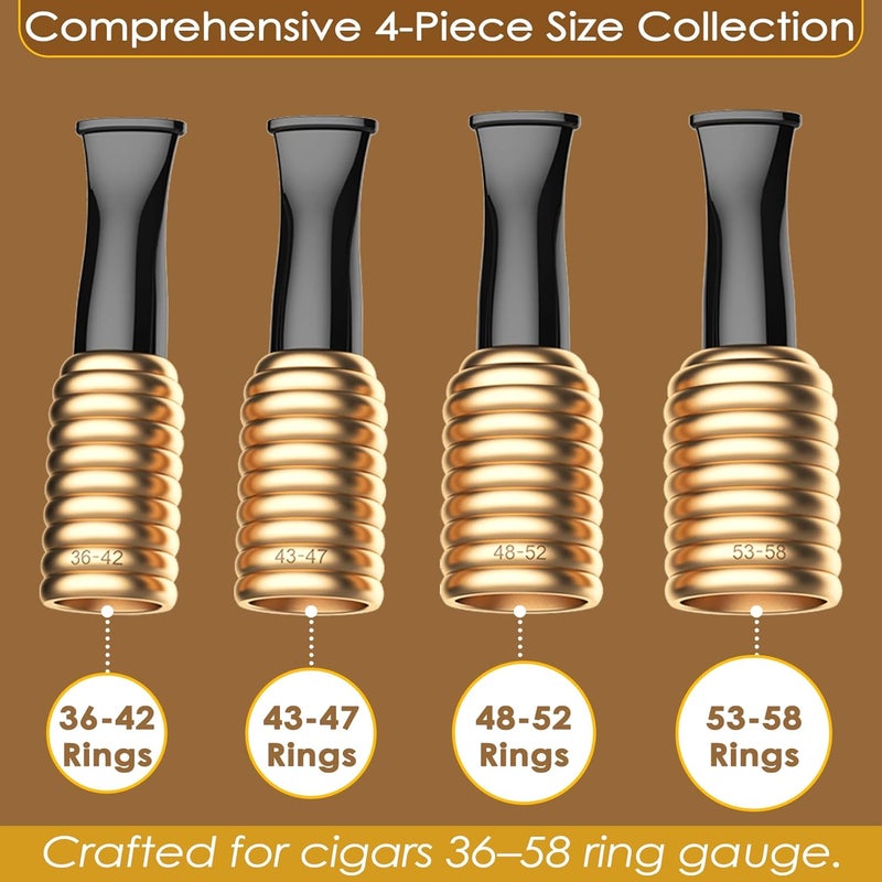 eddyrise Exquisite Metal Cigar Mouthpiece Gift Set, Elegant, Universal Fit for 36-58 Ring Gauge, Heat-Resistant and Debris-Free Draw, Precision Crafted for a Luxurious Smoking Experience Gold - Image 2